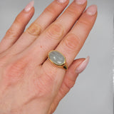 AQUAMARINE DOME 18 KT GOLD RING
