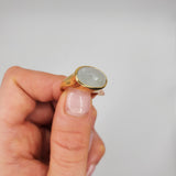 AQUAMARINE DOME 18 KT GOLD RING