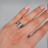 AQUAMARINE SAPPHIRES DIAMONDS RING