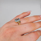 AQUAMARINE SAPPHIRES DIAMONDS RING