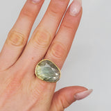 CHROMATIC GREEN LABRADORITE GOLD RING