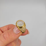 CABOCHON AQUAMARINE DIAMONDS GOLD RING