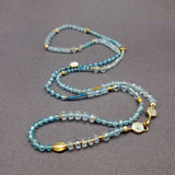LONG AQUAMARINE AND APATITE BEADED NECKLACE
