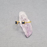 TWO PRECIOUS GEMSTONE GOLD RING