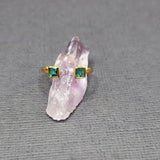 TWO PRECIOUS GEMSTONE GOLD RING