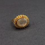 MOONSTONE DIAMOND HALO RING