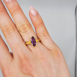Marquise-cut Amethyst framed with a brushed-matte 14k gold details and band . Hand-crafted for a luxurious feel and fit. Available in multiple sizes.
14k Yellow Gold
Marquise Amethyst
Available in multiple sizes
Hand Crafted