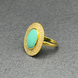 3 ROUND SHIELD TURQUOISE RING