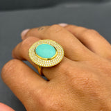 3 ROUND SHIELD TURQUOISE RING