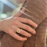 KUNZITE GOLD DIAMONDS RING