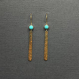 HAMMERED BAR GOLD GEMSTONE EARRINGS