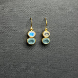 MOONSTONE AQUAMARINE GOLD EARRINGS