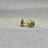 BLACK RUTILE GOLD POST EARRINGS