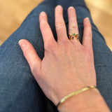 TWO PRECIOUS GEMSTONE GOLD RING