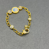 MOONSTONE & DIAMOND SUN LINK BRACELET