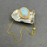 MOONSTONE AND DIAMOND PENDANT NECKLACE