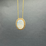 MOONSTONE AND DIAMOND PENDANT NECKLACE