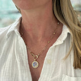 GOLD LINKS WITH DIAMONDS AND MOONSTONES NECKLACE