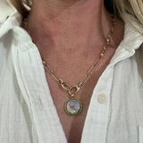 GOLD LINKS WITH DIAMONDS AND MOONSTONES NECKLACE