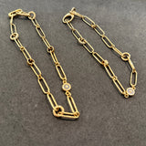 GOLD LINKS WITH DIAMONDS AND MOONSTONES NECKLACE