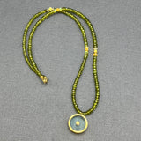 GREEN GARNET BEADED NECKLACE WITH AQUAMARINE SUN