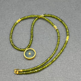 GREEN GARNET BEADED NECKLACE WITH AQUAMARINE SUN