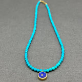 TURQUIOSE BEADED SUN NECKALCE