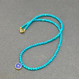 TURQUIOSE BEADED SUN NECKALCE