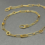 GOLD LINKS WITH DIAMONDS AND MOONSTONES NECKLACE
