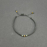 TURQUIOSE AND DIAMOND BEADS ON MACRAME BRACELET