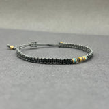 TURQUIOSE AND DIAMOND BEADS ON MACRAME BRACELET