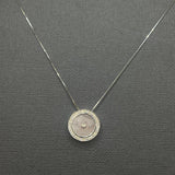 PEACH MOONSTONE WHITE GOLD SUN PENDANT NECKLACE