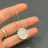 PEACH MOONSTONE WHITE GOLD SUN PENDANT NECKLACE