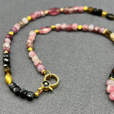 TOURMALINE BEADED DIAMOND CLASP NECKLACE