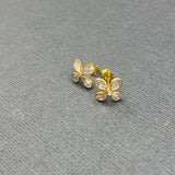 ROSE QUARTZ & DIAMOND FLOWER STUD EARRINGS