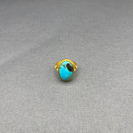 MATT 18KT GOLD RING WITH TURQUOISE STONE AND TWO DIAMONDS