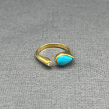 TURQUOISE AND DIAMOND OPEN GOLD RING