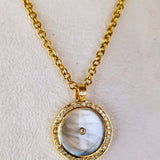 RAINBOW MOONSTONE PAVE DIAMONDS GOLD NECKLACE