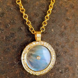 RAINBOW MOONSTONE PAVE DIAMONDS GOLD NECKLACE