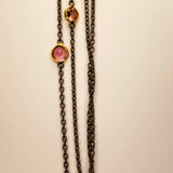 PINK TOURMALINE MIXED METALS NECKLACE
