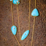 LONG TURQUOISE GOLD NECKLACE
