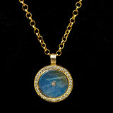 RAINBOW MOONSTONE PAVE DIAMONDS GOLD NECKLACE