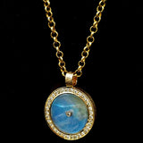 RAINBOW MOONSTONE PAVE DIAMONDS GOLD NECKLACE