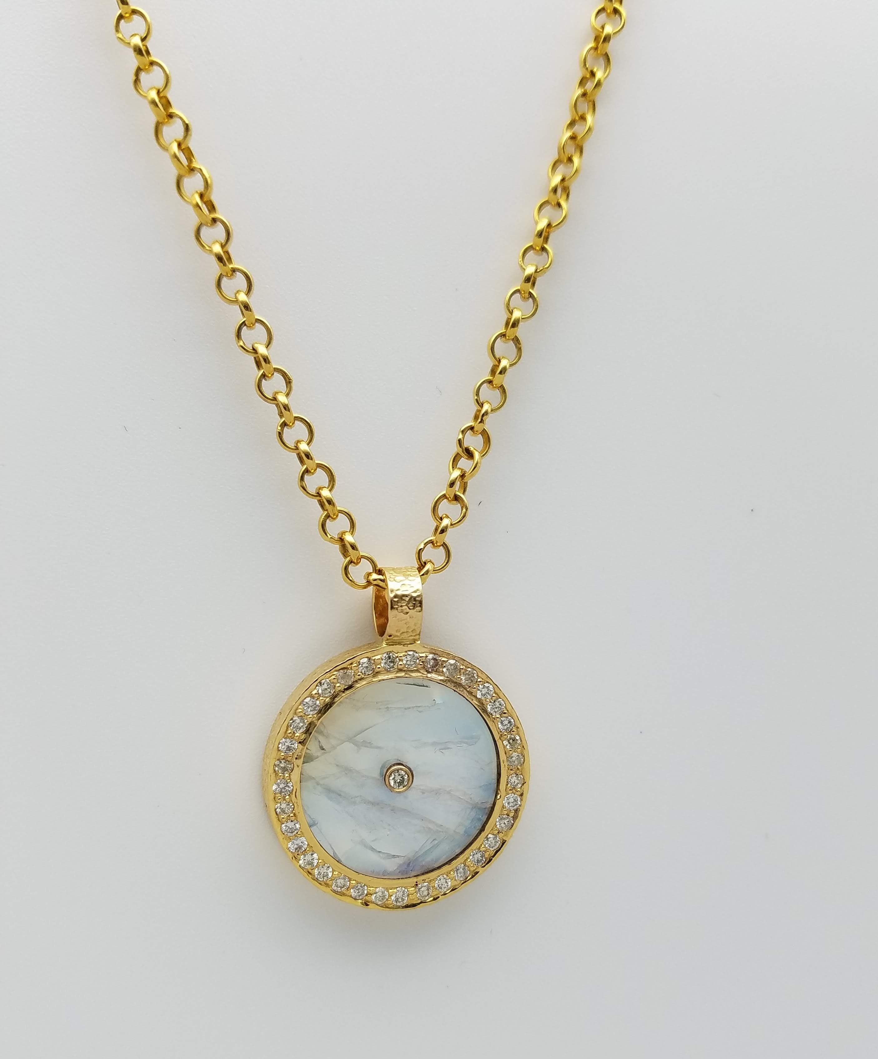 RAINBOW MOONSTONE PAVE DIAMONDS GOLD NECKLACE SONIA TONKIN