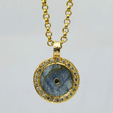 PAVE DIAMONDS MOONSTONE SIGNATURE GOLD NECKLACE