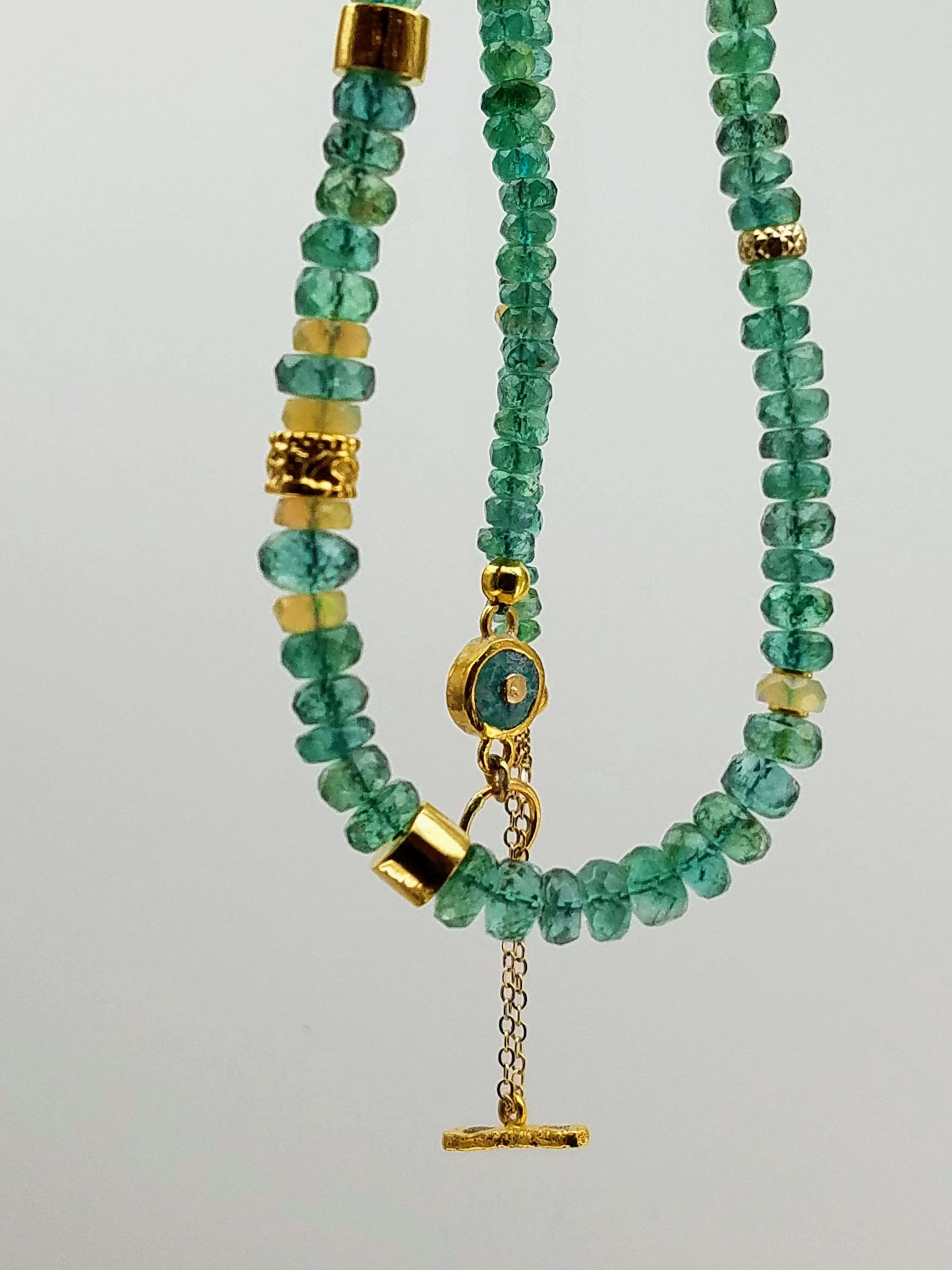 EMERALD GREEN AMETHYST CHARMS GOLD NECKLACE SONIA TONKIN