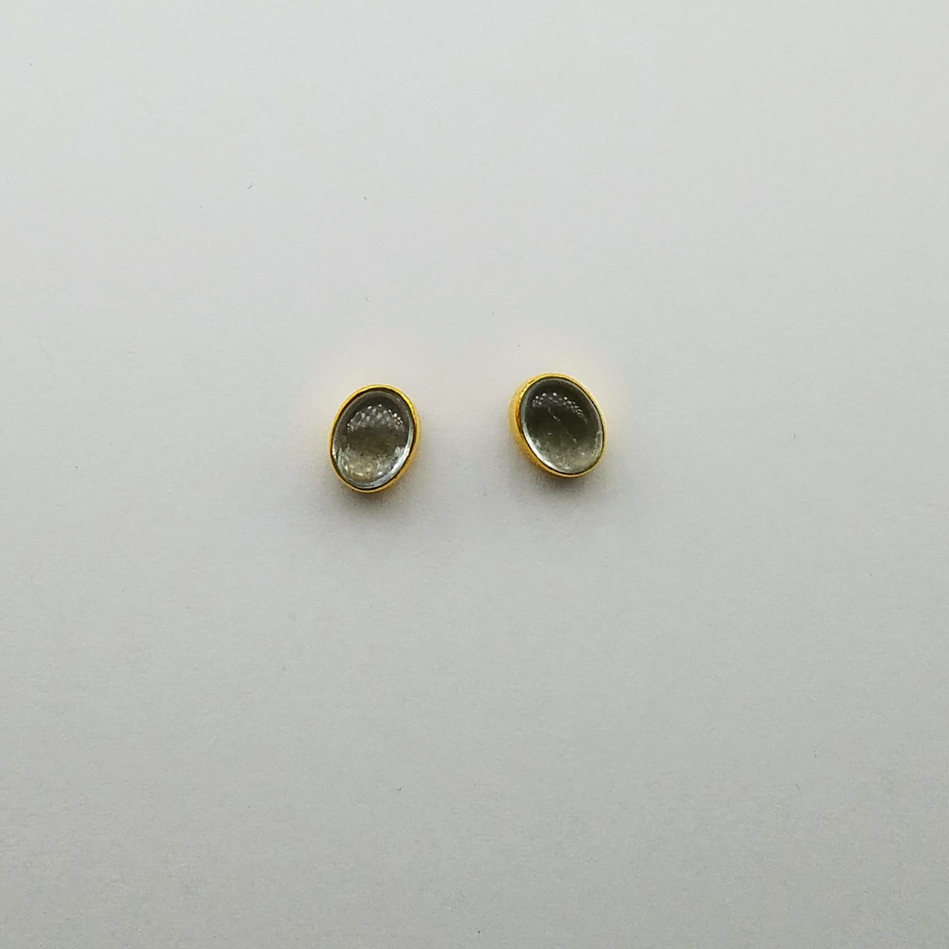 AQUAMARINE GOLD POST EARRINGS SONIA TONKIN