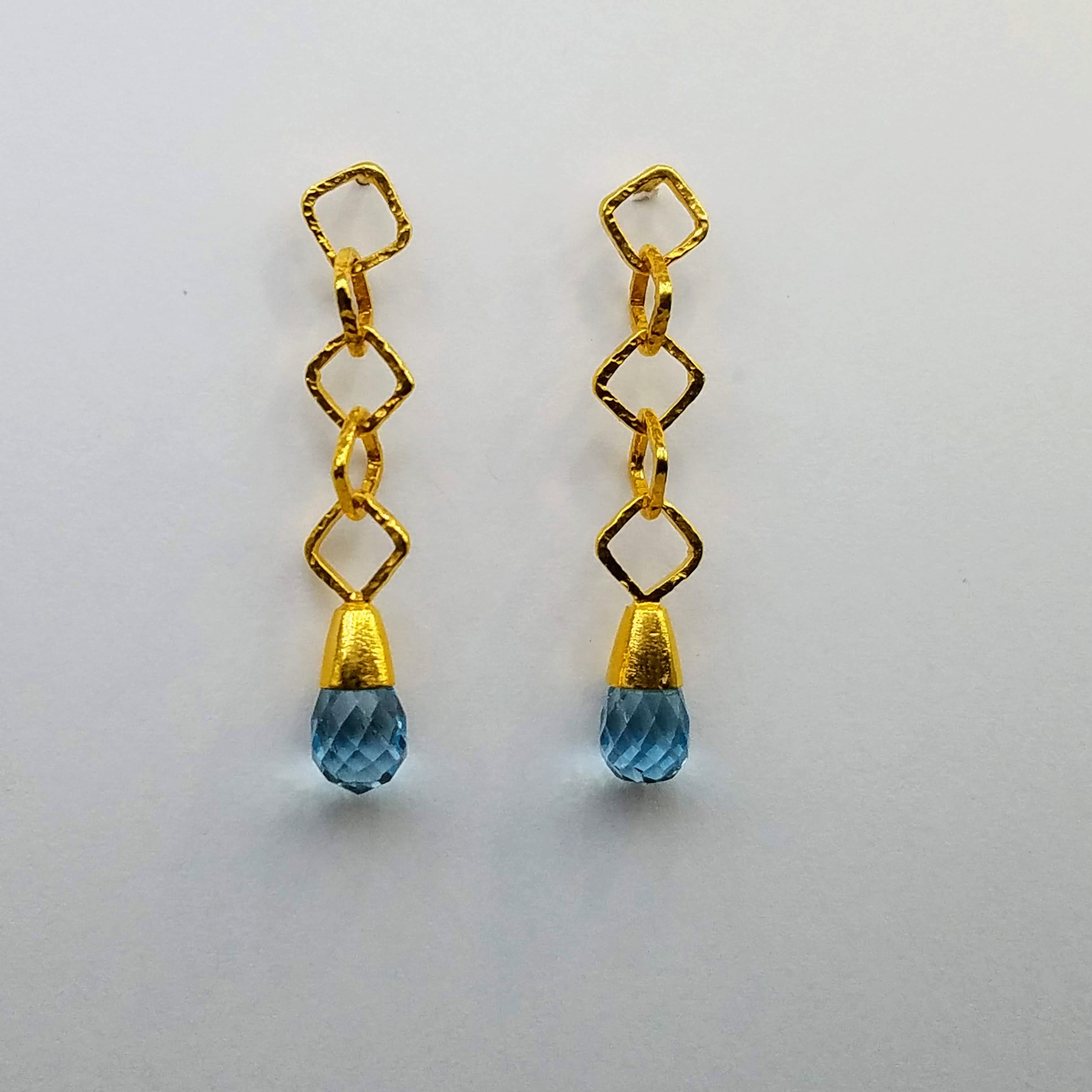 BLUE TOPAZ GOLD EARRINGS SONIA TONKIN