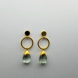 GREEN AMETHYST GOLD POST EARRINGS