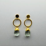 GREEN AMETHYST GOLD POST EARRINGS